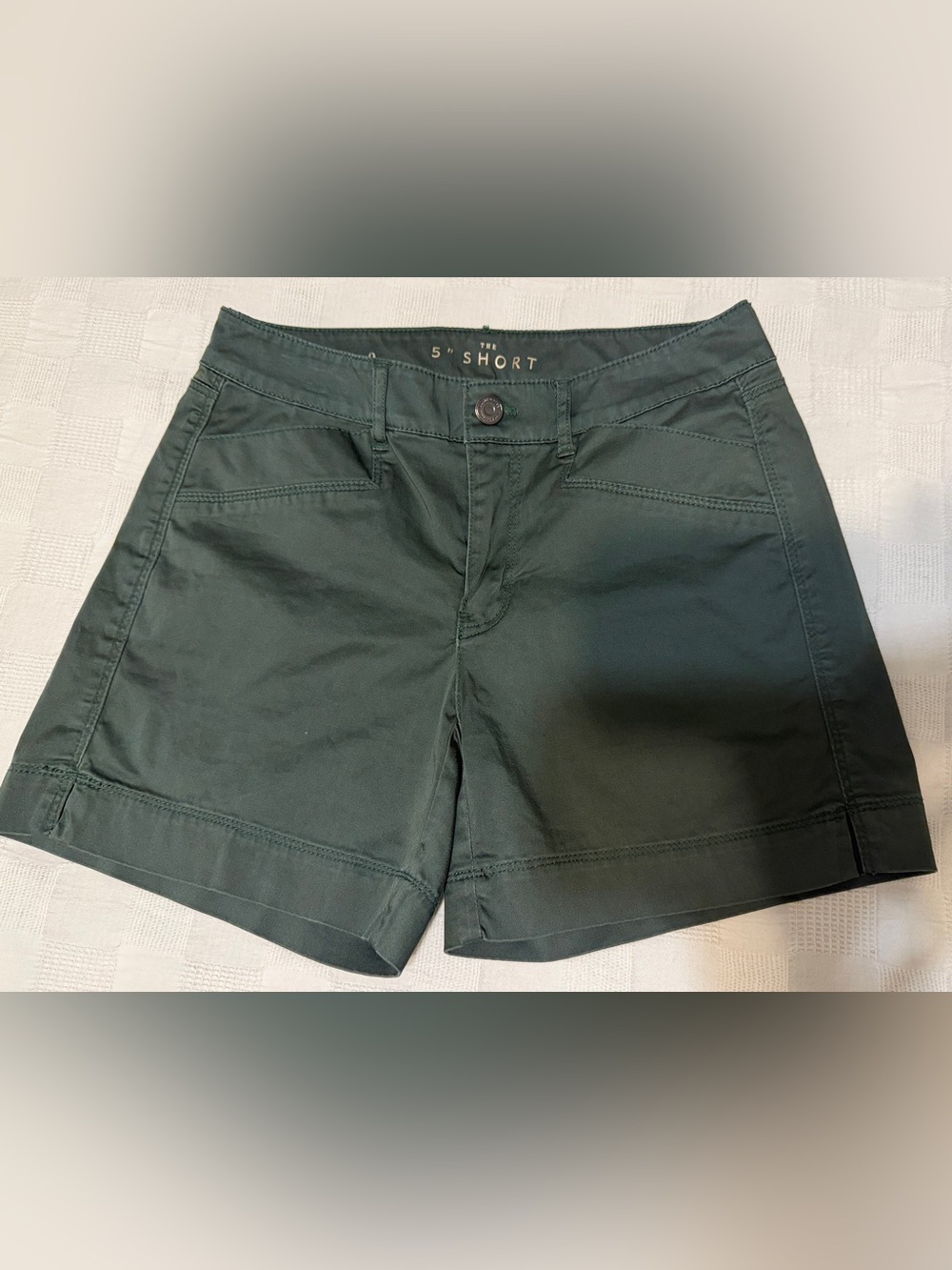 White House Black Market Dark Green Sateen 5" Shorts
